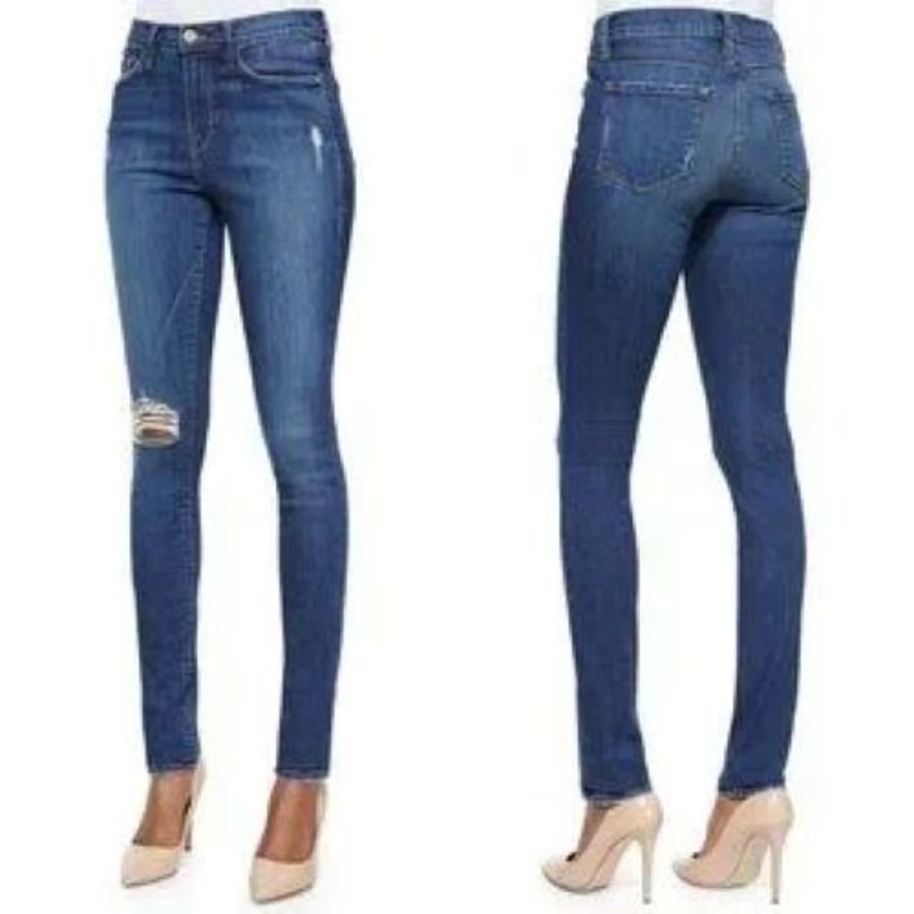 FRAME sz 24 Blue Forever Karlie Distressed Skinny Jeans Denim Pants - Picture 6 of 11